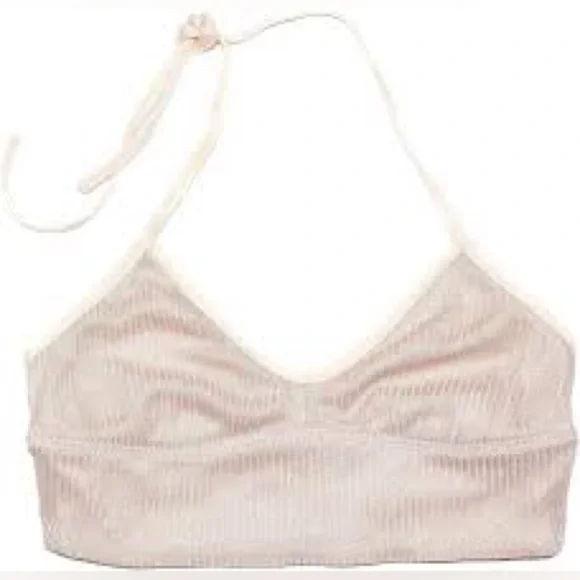 Aerie Cream Ribbed Bandeau with Stretchy Comfort - Picture 1 of 8